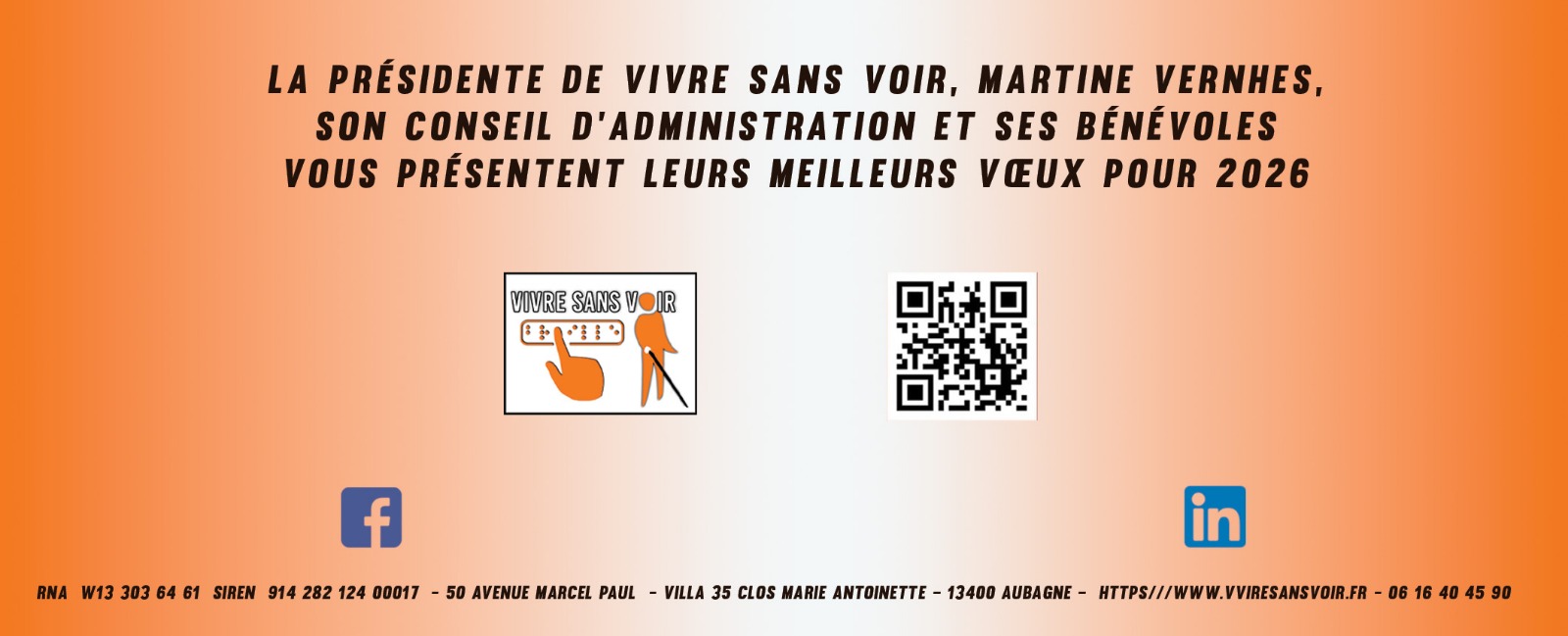 association vivre sans voir 2026 CARTE DE VOEUX