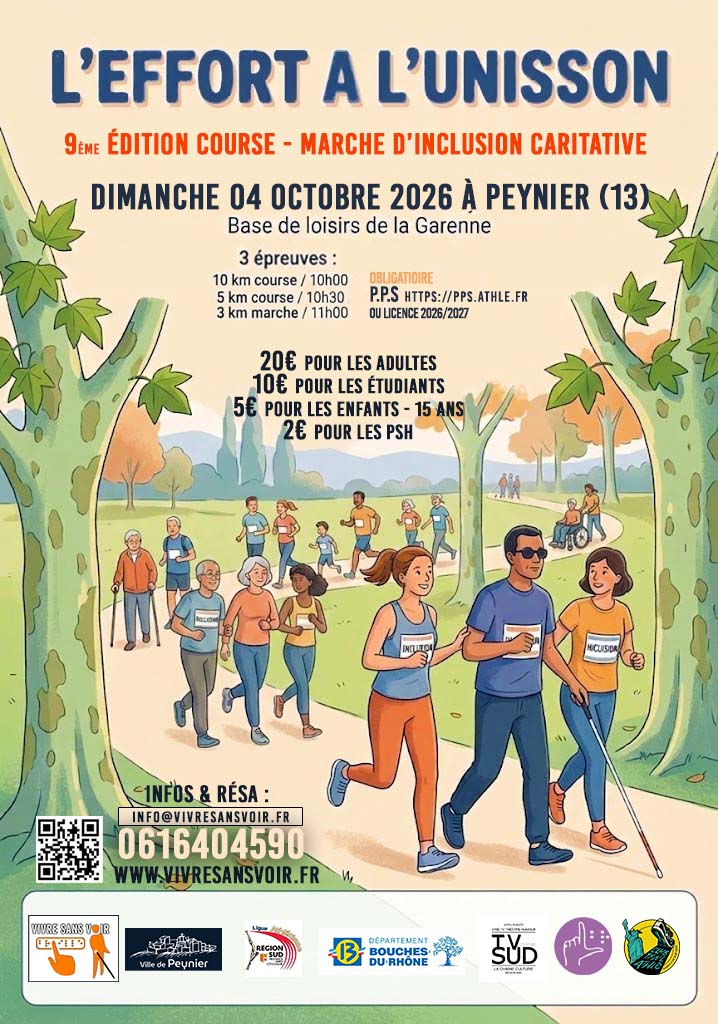 Course 2026 - Course à l'UNISSON  - Association Vivre sans voir - 2026 08 10 AFFICHE COURSE