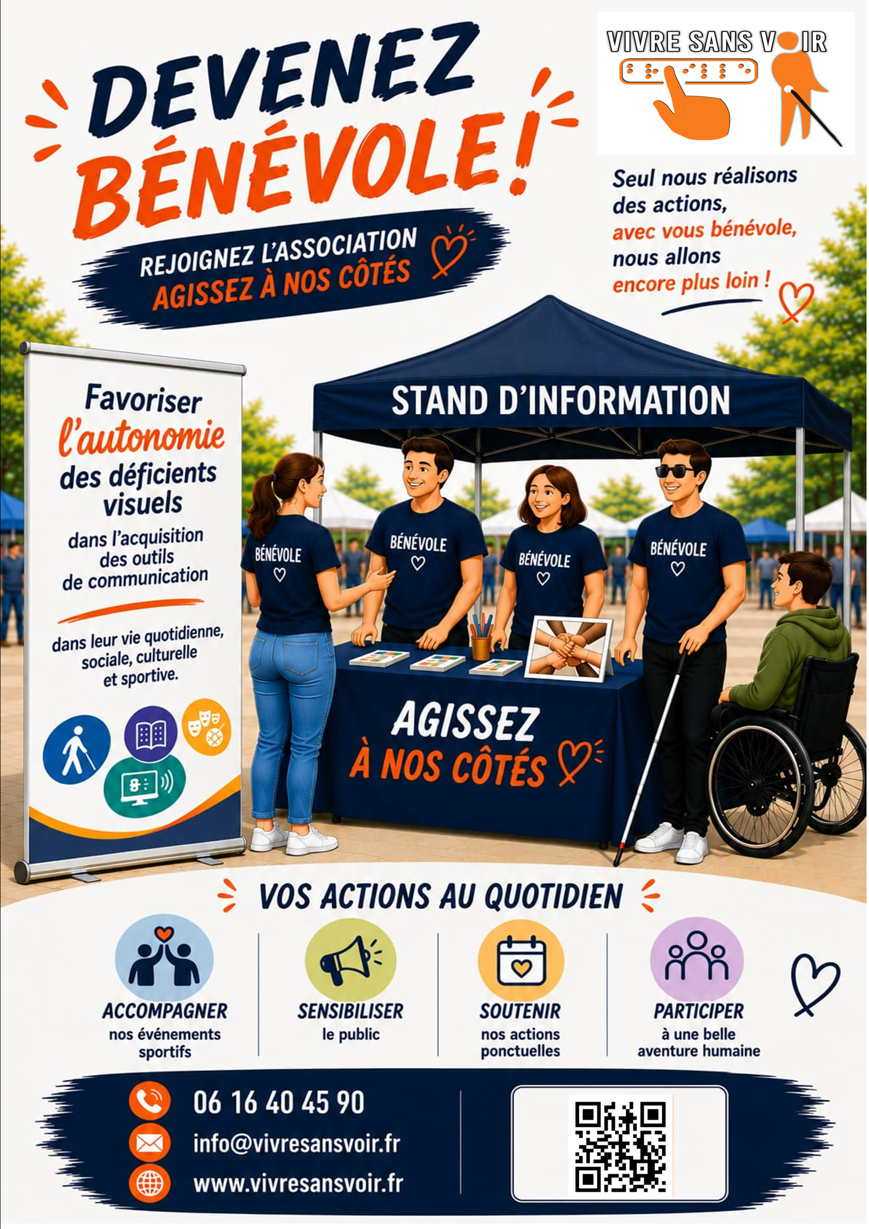 Course 2026 - Course à l'UNISSON  - Association Vivre sans voir - 2026 08 10 AFFICHE BENEVOLAT
